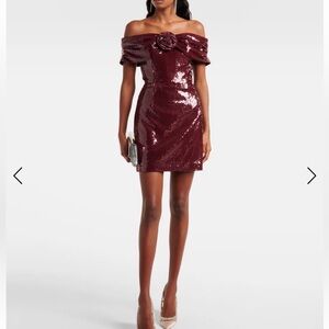 Rebecca Vallance Burgundy Sequin Mini Dress . Size Small